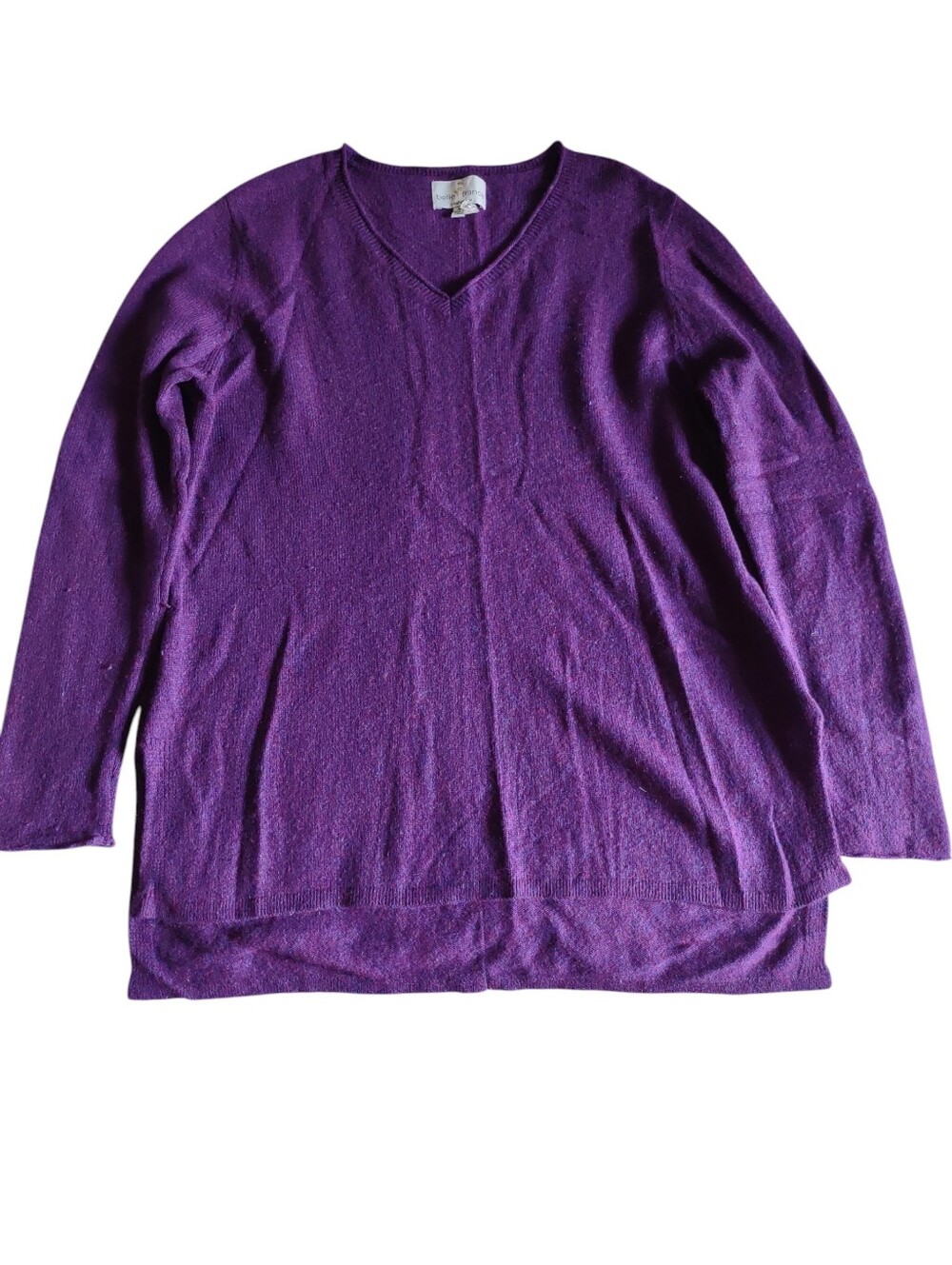 Belle France Medium Cashmere Purple V-neck Sweater